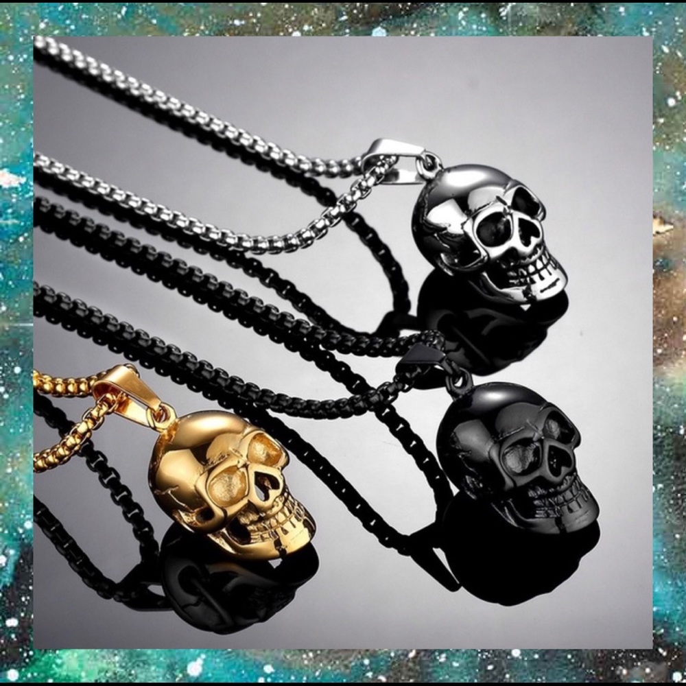 STAINLESS BLACK SKULL NECKLACE 💀